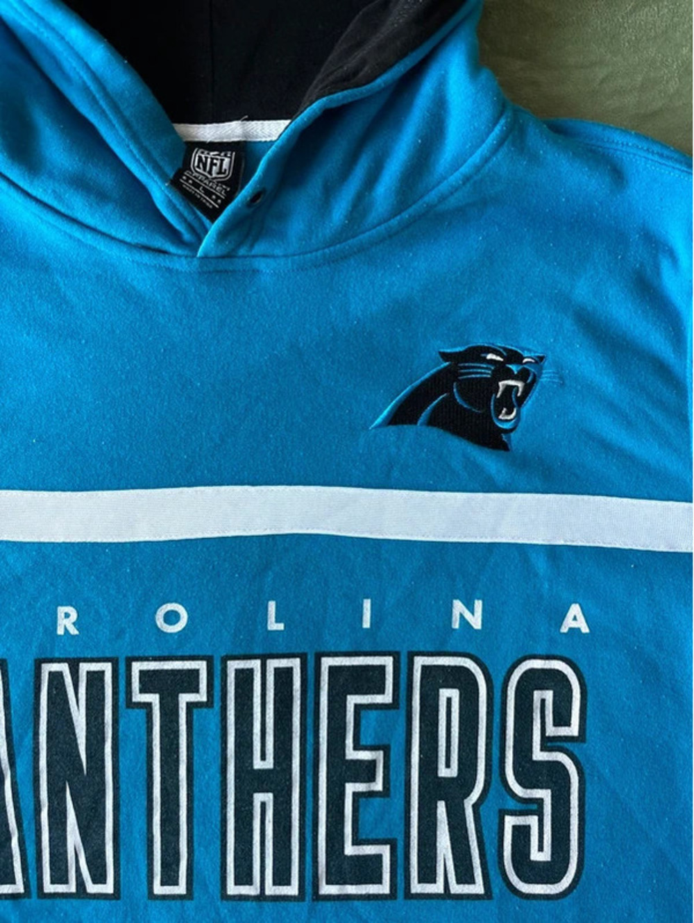 Carolina Panthers NFL Team Apparel Hoodie Men's Large Teal/Black